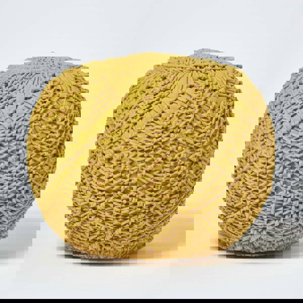 HOMESCAPES Macrame Knitted Pouffe Been Filled Crochet Round Footstool 100% Cotton Braided Design