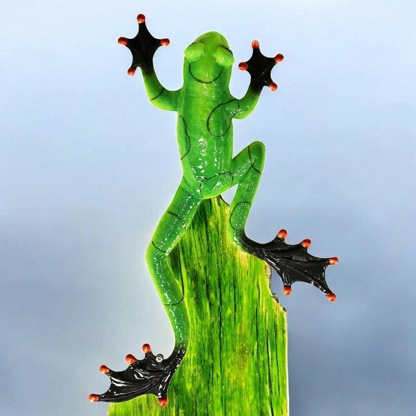EDH Door Hardware Green Metal Frog Wall Art – 47 x 27 x 5 CM | Hand-Painted 3D Metal Frog Wall Décor