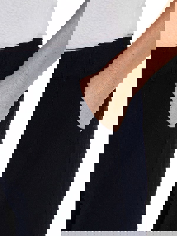 PennyPlain Navy Linen Blend Cropped Trousers