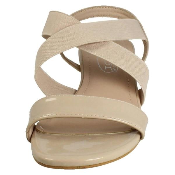 Spot On Ladies Spot On Slip On Cross Strap Low Heel Smart Sandals F12082
