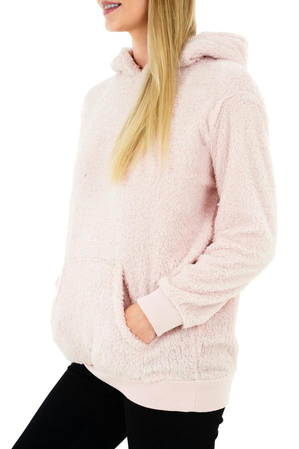 Smart Living Womens Teddy Fleece Longline Lounge Hoodie - Blush