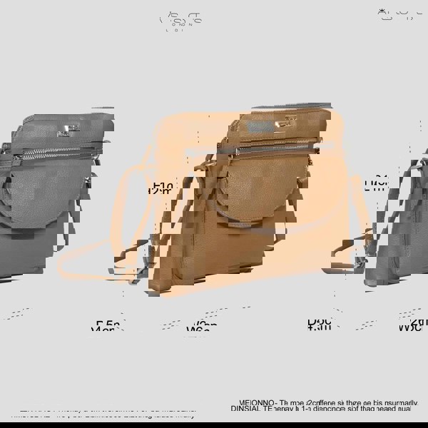 Assots London 'JEAN' Light Tan Real Soft Pebble Grain Leather Crossbody Bag