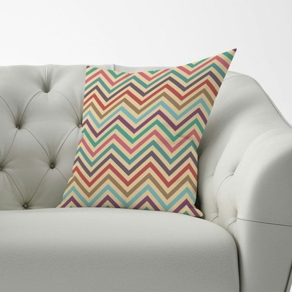 Warren Reed Geometric Vintage Colored Chevron Pattern Cushions