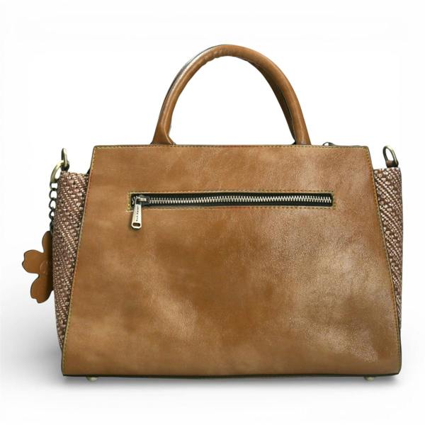 Laura Vita Ayna-02 Womens Tan Floral Print Adjustable Straps Shoulder Tote Handbag