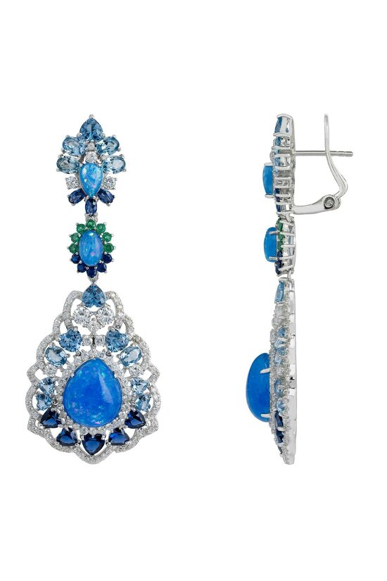 Latelita Mariana Blue Opal Drop Earrings Silver