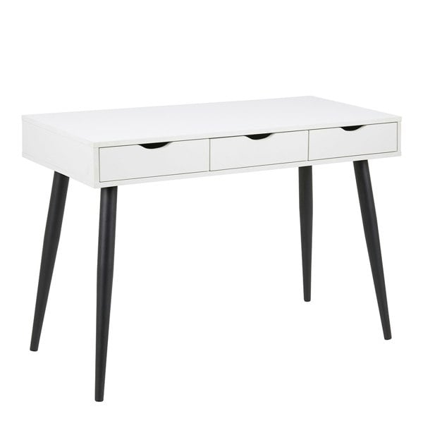 Furniture To Go Neptun 3 Drawer Office Desk in White with Black Legs