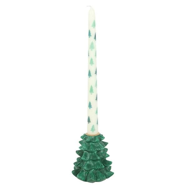 Kingsbury Gifts Green Christmas Fir Tree Candle Holder with Taper Candle