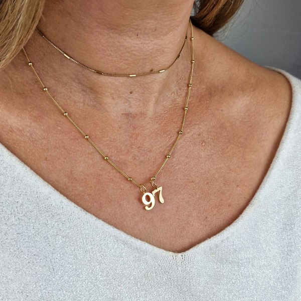 Harfi 18ct Gold Plated Number Pendant Charm Necklace