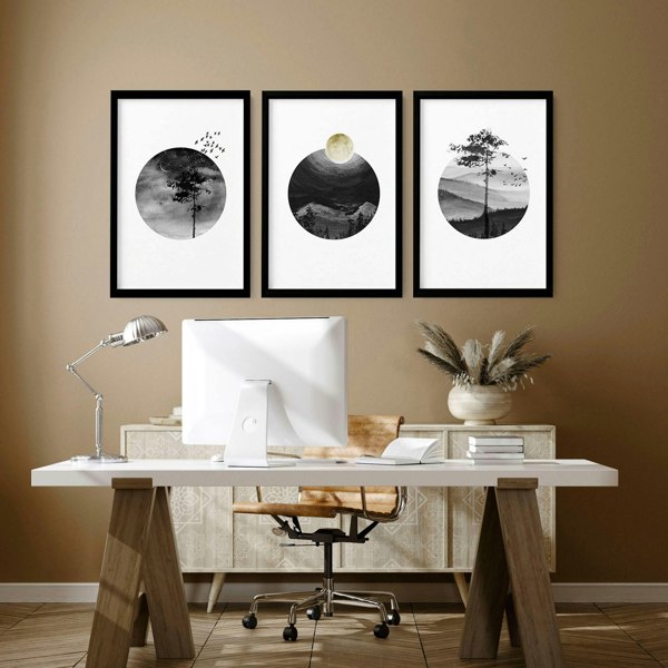 Office wall graphics | set of 3 Scandinavian wall art prints