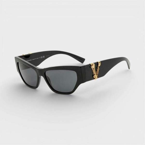 Versace Logo Acetate Sunglasses Black Gold