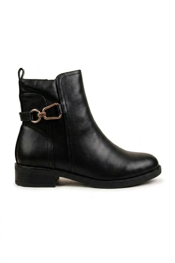 Edie Gold Hardware Ankle Boots - Black_wb