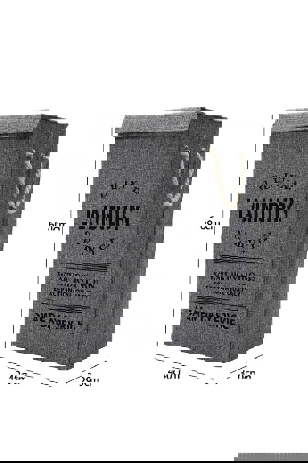 Living and Home Foldable Household Laundry Hamper Laundry Basket With Lid And Rope Handle