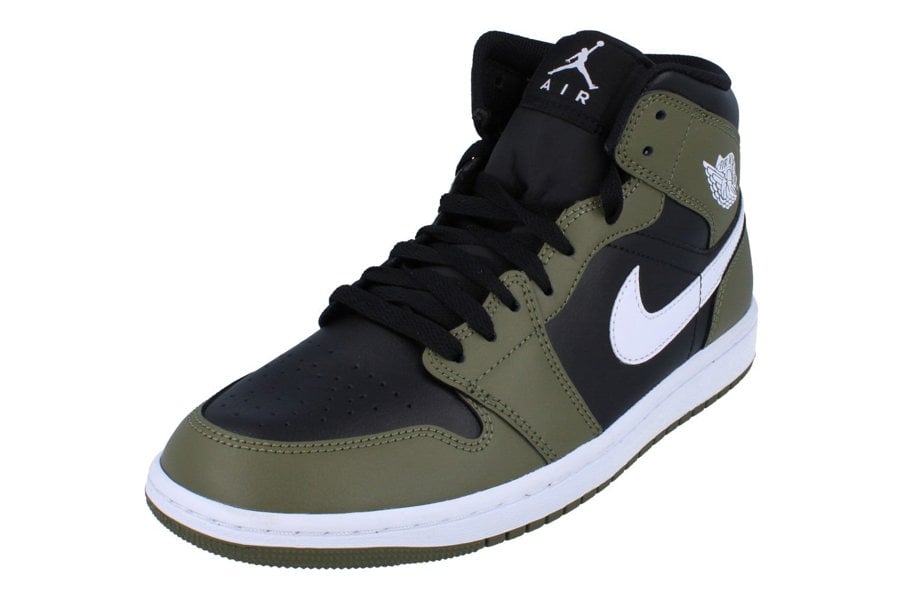 Nike Air Jordan 1 Mid Mens Trainers Dq8426  092 - Black White Medium Olive Sail 092 - Photo 0