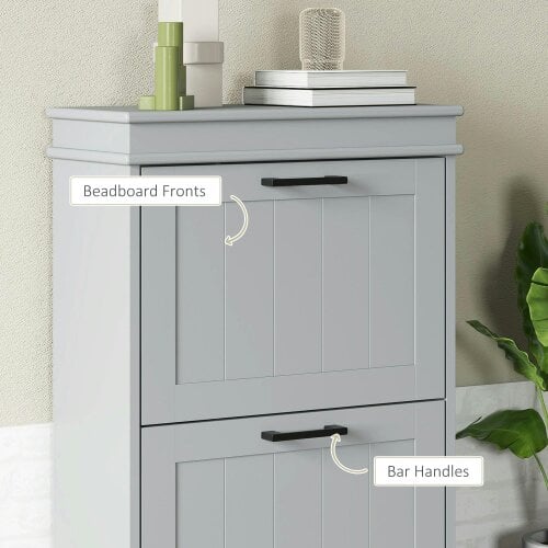 Wyld Haus Falifa Wooden Grey Minimal 2 Drawer Shoe Cabinet For 10 Pairs