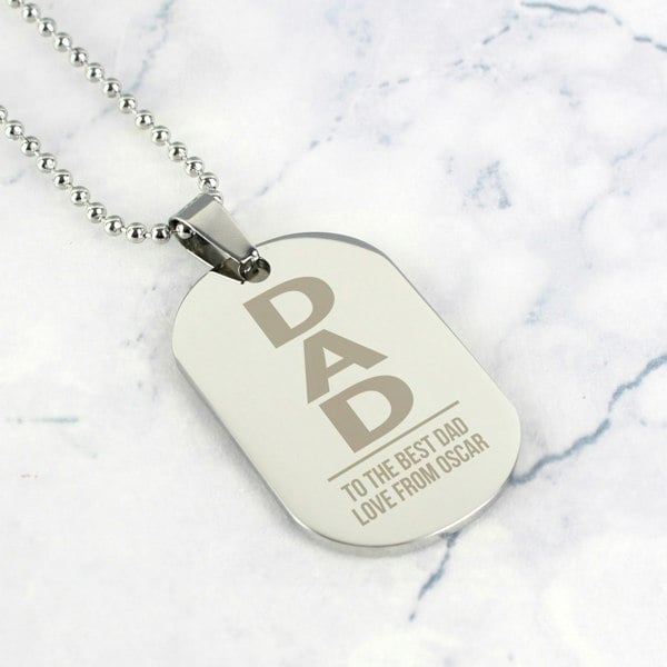 Personalised Memento Company Personalised Dad Stainless Steel Dog Tag Necklace
