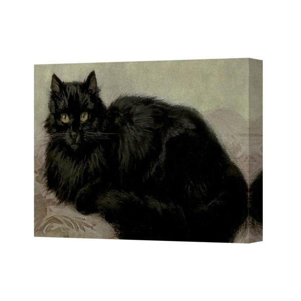Benjamin Tate Design Elegant Black Cat Canvas Art Print For Living Room Wall Decor