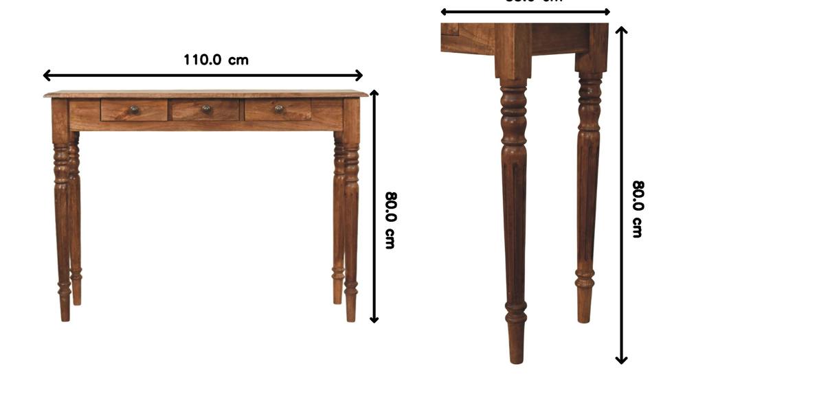 Artisan Furniture Solid Wood Three Drawer Console with Turned Legs