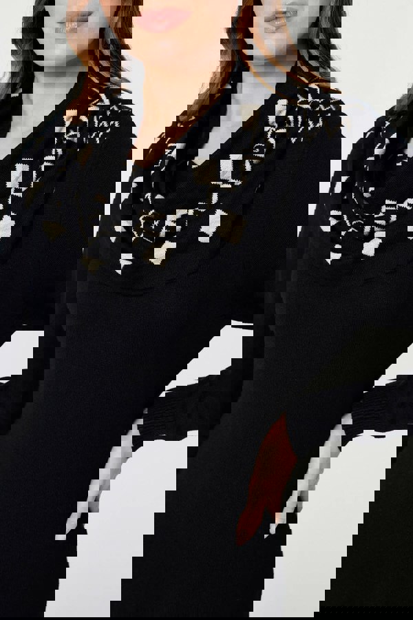 Black | Printed Knit Skater Dress