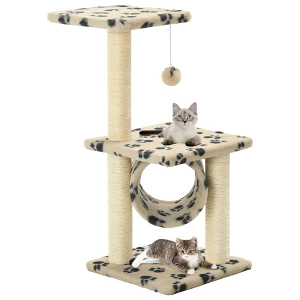 Berkfield Cat Tree with Sisal Scratching Posts 65 cm Beige Paw Print