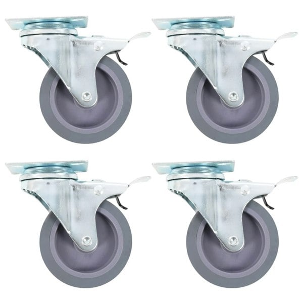 Berkfield Swivel Casters with Double Brakes 4 pcs 75 mm