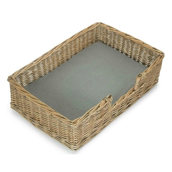 Wicker Rectangular Dog Bed with Cushion