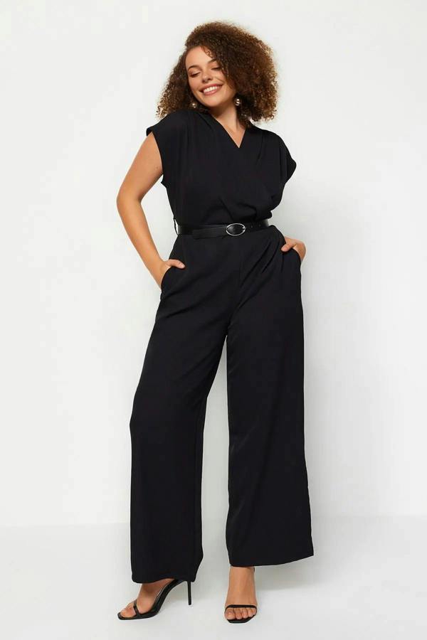 WOVCOR Belted Woven Jumpsuit