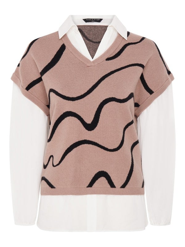 VIZ-A-VIZ Squiggle Mock Shirt Jumper