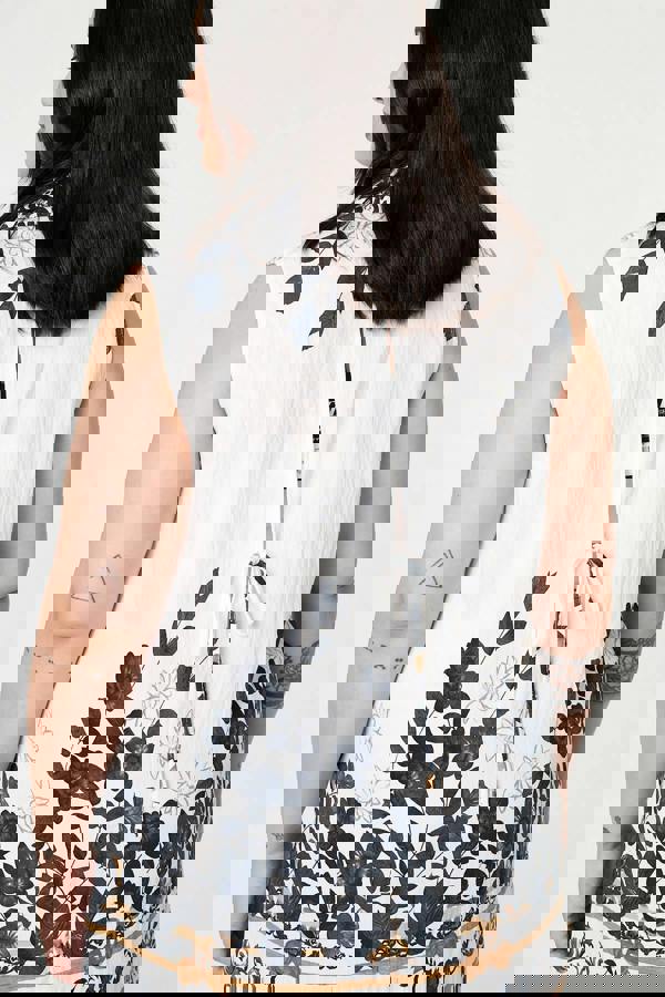 Black | Curve Floral Knee Length Shirt Dress