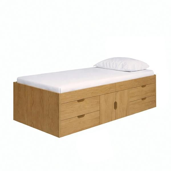 Kudlhome Multi Drawer Single 3ft Cabin Bed Frame, Oak Effect
