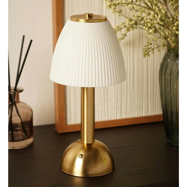 Hestia White USB LED Touch Table Lamp with Bronze Base