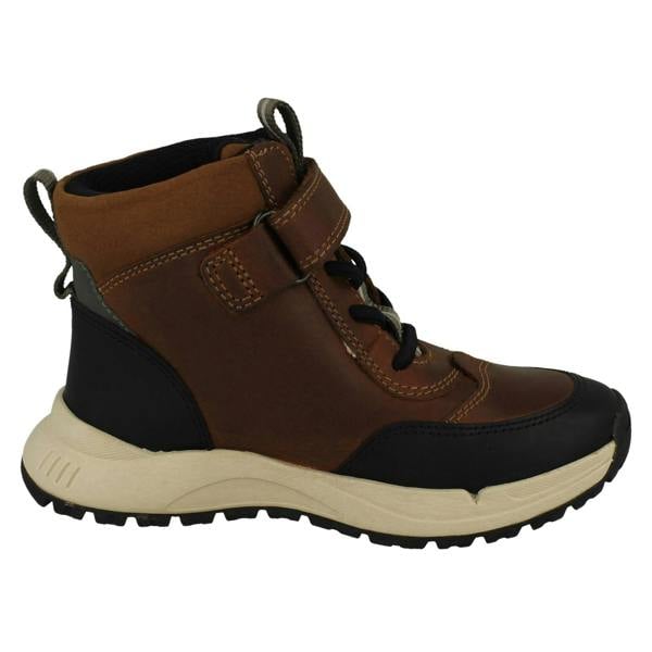 Clarks Boys Clarks Leather Ankle Boots With Bootstrap Cub Seek K