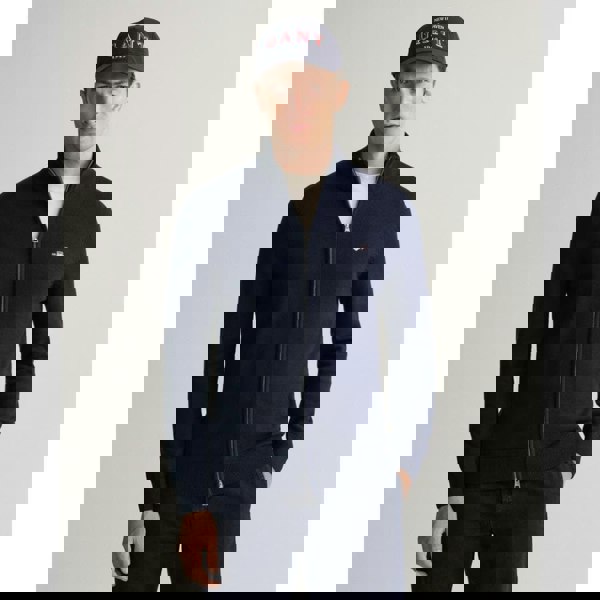 GANT Mens Casual Cotton Zip Cardigan - 433 Evening Blue