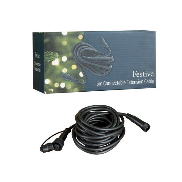 Samuel Alexander 5m Black Connectable Max Extension Cable for Christmas Lights