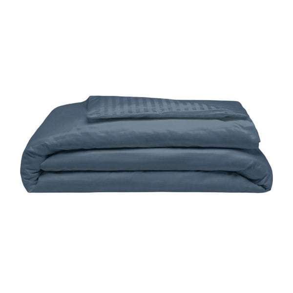 Belledorm 540 Thread Count Satin Stripe Duvet Cover Set - Navy