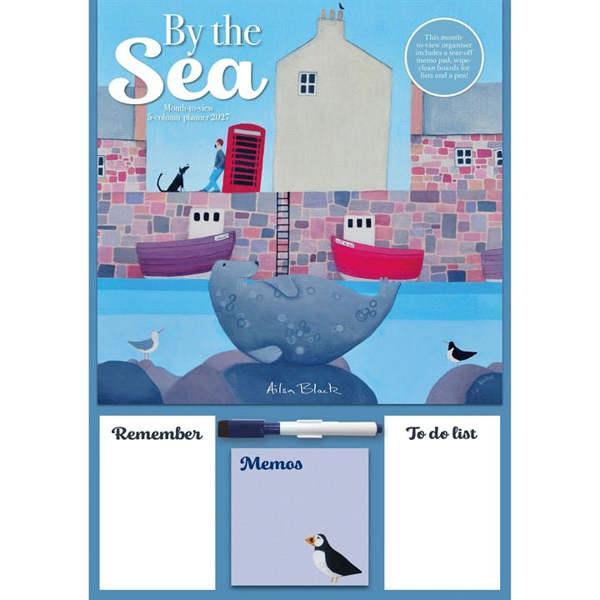 Unbranded Ailsa Black, By the Sea A3 Family Organiser 2027, Family Planners, Month To View, Animals, Gift