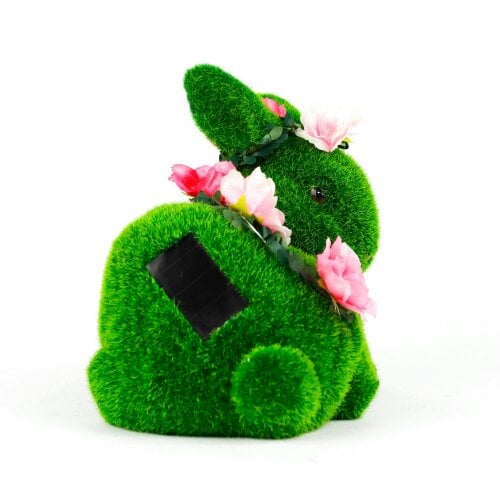 Gardenwize Solar Floral Topiary Rabbit Garden Ornament with Multiple Lights