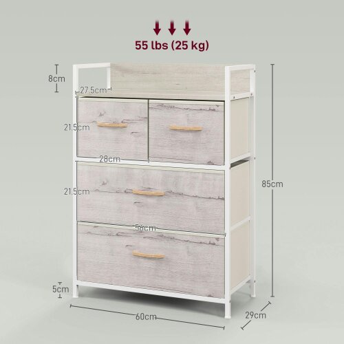 Wyld Haus Palike Grey and White Wood Effect 4 Drawer Storage Chest