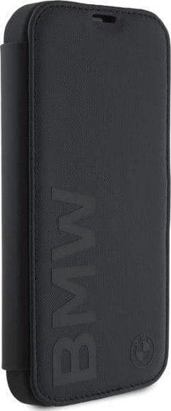 BMW Signature Leather Wordmark Bookcase for iPhone 16 Pro 6.3" Black - BMBKP16L23RMRLK