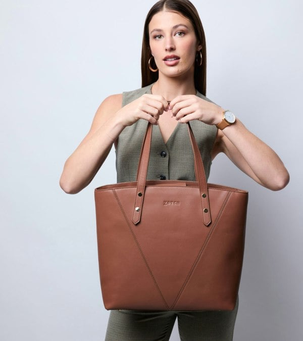 Votch Honor Vegan Bio-Based Bamboo Leather Tote Bag - Brown