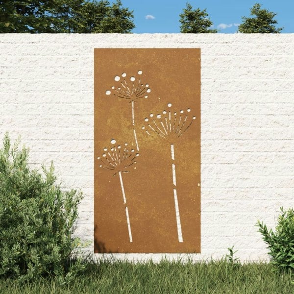 Berkfield Garden Wall Decoration 105x55 cm Corten Steel Flower Design