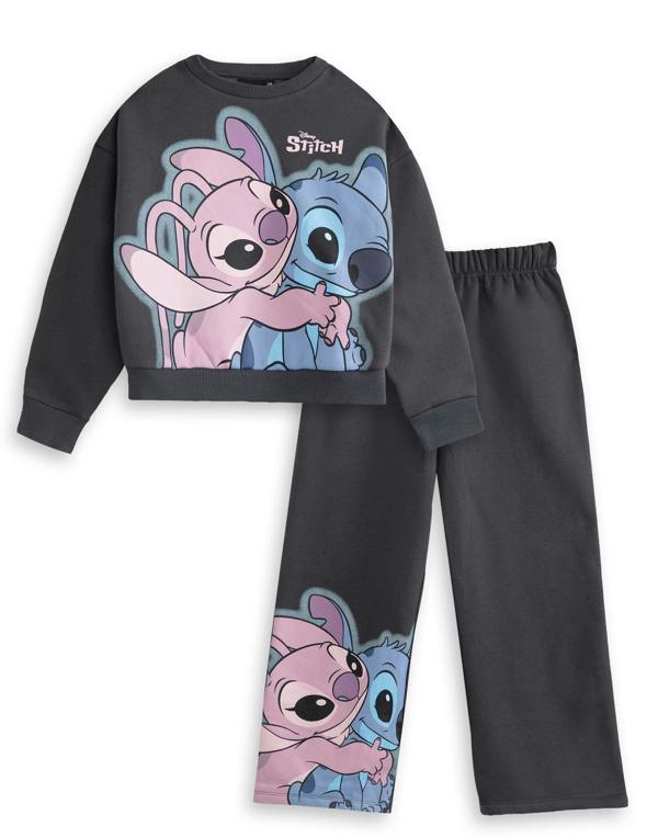 Vanilla Underground Disney Lilo & Stitch Girls Grey Stitch Sweatshirt and Joggers Set