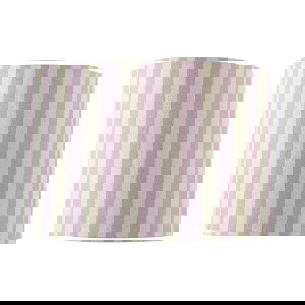 Lavender Lilac and Oatmeal Linen Striped Lamp Shade with Fabric Inner Image 5