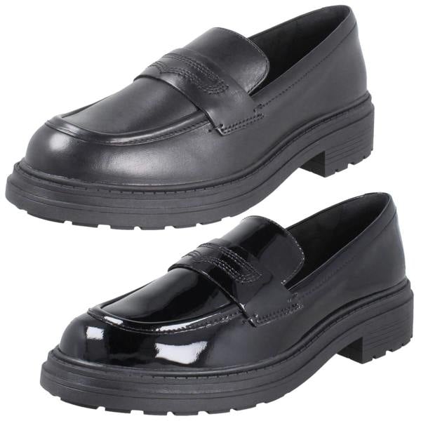 Clarks Ladies Clarks Chunky Sole Piped Trim Loafer Shoes Orinoco3 Edge