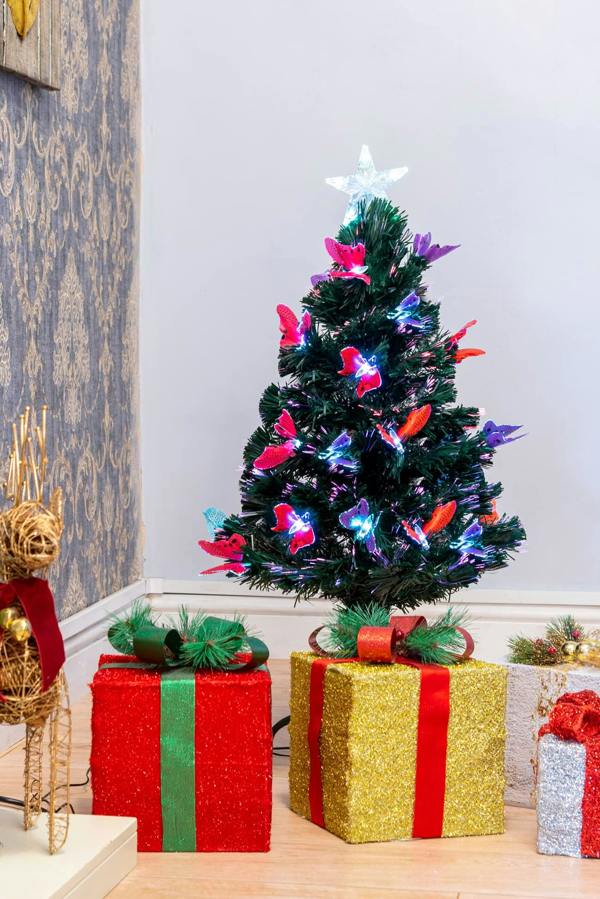 2ft to 6ft Butterflies Fibre Optic Pre-Lit Christmas Trees with LED Lights, PVC Green Tips image 9