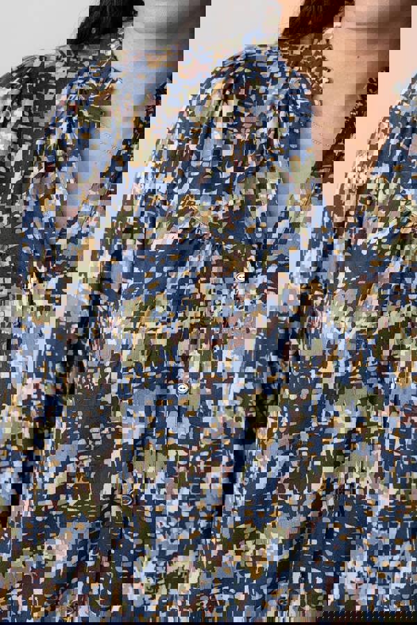 Lily & Me Wayfaring Frill Neck Blouse Navy