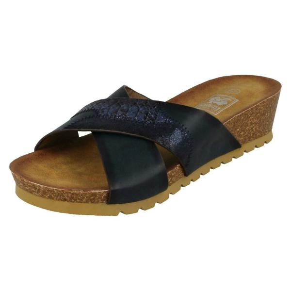 Down to Earth Ladies Down To Earth Mid Wedge X Vamp Mule Sandals