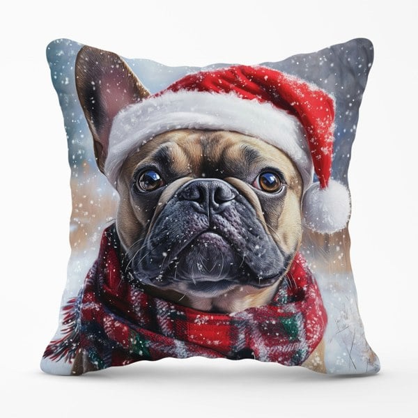 Warren Reed Christmas French Bulldog Cushion