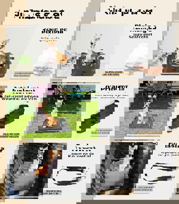 Skylos Pet Car Seat Dog Booster Mat Portable Large Travel Bed Removable Washable