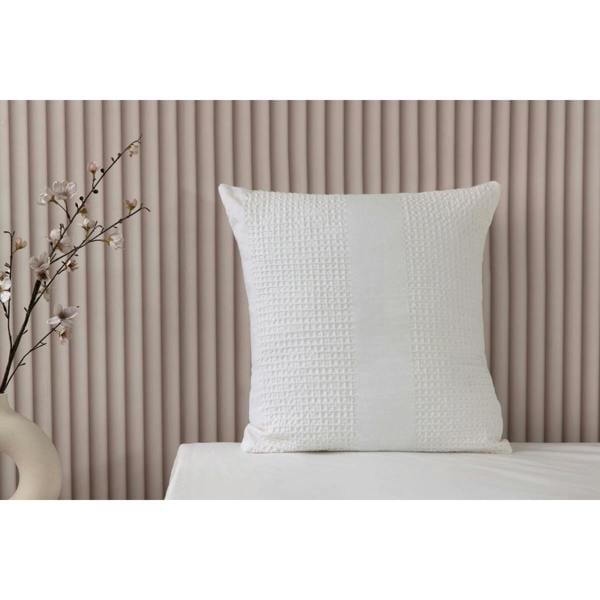 Belledorm Waffle Stripe Cushion Cover - Vanilla - 