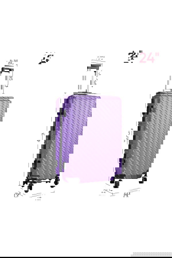 Living and Home Lightweight Hardside Travel Suitcase with Spinner Wheels, 24" Purple